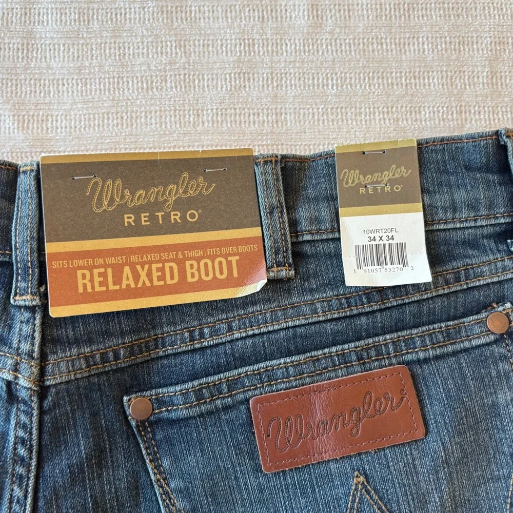 Wrangler Retro Relaxed Bootcut‎ Jeans Mens 34x34 Dark Wash Denim 10WRT20FL